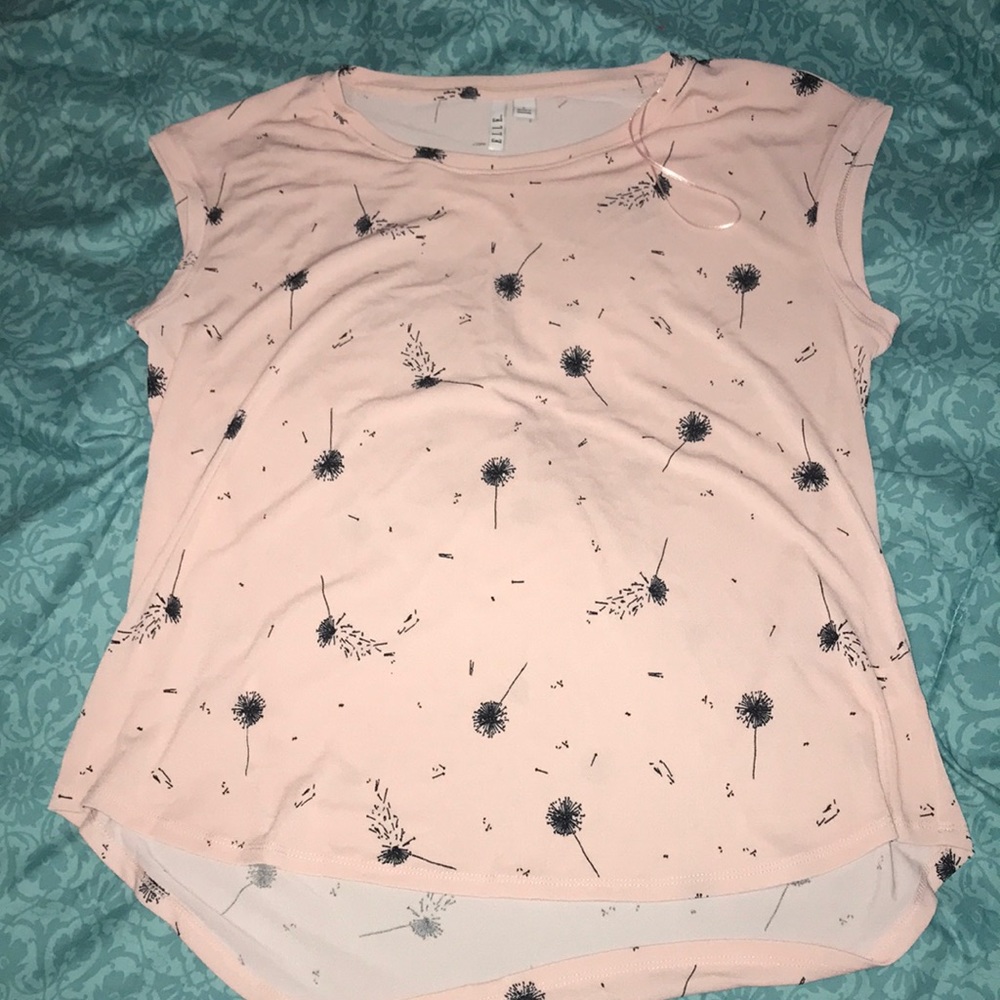 pink flower shirt sleeve dressy top